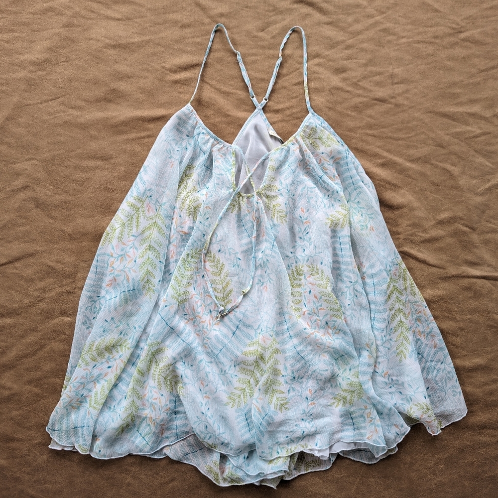 Lauren Conrad Woodland Fern Print Flowy Racerback Tank Top! Size XXL!
